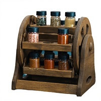 Étagère à épices en bois faite à la main, support de rangement pour herbes, organisateur de cuisine style ferme poli, décoration de Noël
