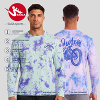 T-shirt à manches longues personnalisé OEM/ODM pour streetwear, imprimé numérique, en soie glacée, maille nano, séchage rapide, pour hommes, col roulé, sport