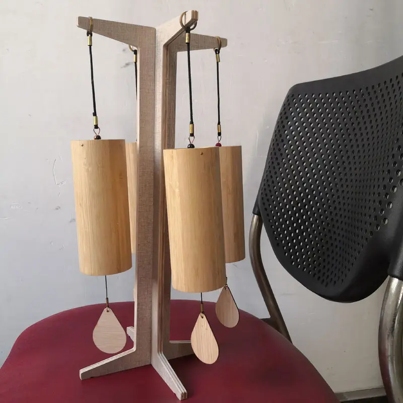 gifts chord wind chimes laser cutting wooden santi chime stand table stand home decoration hot sale DIY design style