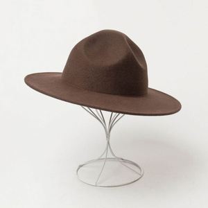 New Concave <b>Top</b> Wide Brim Fedora Hat Wool Felt Hip Hop Style for Casual & Outdoor Stylish Shopping Accessory - Product Image 6
