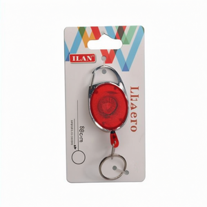 Porte-clés ILAN avec cordon extensible 58 cm max rétractable rouge pour clés et sac - Product Image 1