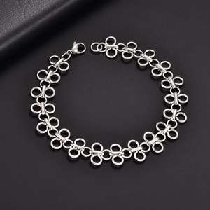 กำไลข้อมือสแตนเลสสีเงินทรงกลม  แบบมีจี้  สำหรับผู้หญิงและผู้ชาย - Product Image 5