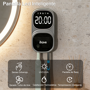 Portacepillos de Dientes Portátil Recargable con Luz UV Ultravioleta, Pantalla Digital y Función de Secado Automático con Ventilador - Product Image 2