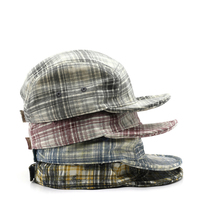 Topi Snapback 5 Panel Gaya Streetwear Bordir Lubang Kancing Pola Kotak-kotak Pelindung Matahari Penutup Velcro