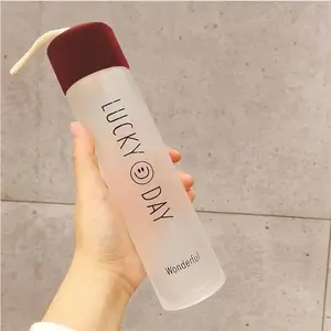 Amazon Botol Air Minum Kaca Borosilikat Tinggi Buram Transparan Logo Kustom Botol Air Sekolah Minum dengan Tutup Sekrup untuk Olahraga