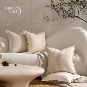 AIBUZHIJIA Bedroom Cotton Linen Throw Pillow Cover Plain Color Pillow Case Cushion Cover Cotton Linen