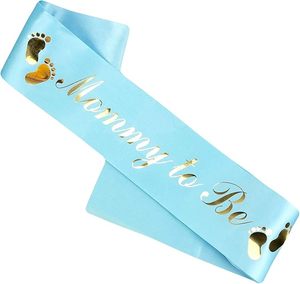 Écharpe en satin rose pour future maman, idéale pour les décorations de baby shower et les fêtes de révélation du sexe - Product Image 1