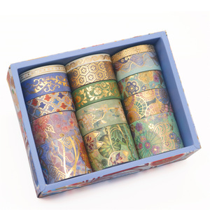 Floral Gold Foil Washi Tape 2M Kraft <b>Paper</b> Core 1 In Office DIY Decoration Blooming Flowers <b>Pattern</b> - Product Image 5