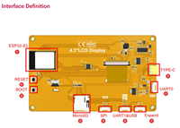 Module LCD 4.3 pouces ESP32 avec ESP32-WROOM-32E prend en charge LVGL WiFi pour Bluetooth UART Type IPS-Modules LCD à haute productivité