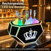 Nouveau Seau à Glace LED en Acrylique Rechargeable 2026 pour Bar, Boîte de Nuit, Logo Personnalisé, Couleurs Variées, pour Fêtes de Luxe, 5L