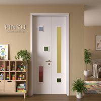 Armoire en bois massif avec portes vitrées à double battant, couleur blanc, pour chambre à coucher, placard, salle de jeux pour enfants, porte intérieure à assembler