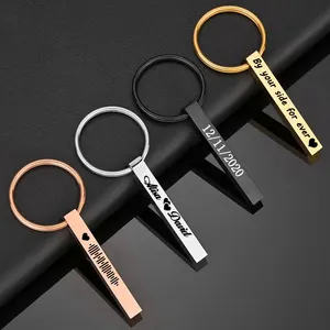 Personalised Stainless steel Custom Engraved Name 3D bar with tassel Keychain for Family Couple Friends Original Gift Jewelry