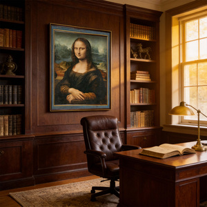 ภาพพิมพ์งานศิลปะบนผ้าใบแบบรักษ์โลก ภาพวาดสีน้ำมันติดกรอบ ภาพโมนาลิซ่าของเลโอนาร์โด ดา วินชี ฉบับจำลองคลาสสิก พิมพ์ด้วยเทคนิคจิเคล - Product Image 3