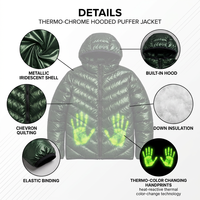 Veste matelassée épaisse coupe-vent pour homme personnalisée avec capuche, veste matelassée à changement de couleur sensible à la température réactive à la chaleur