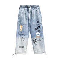 Jeune hip hop style dessin animé graffiti cordon cargo pantalon streetwear grande taille homme hommes garçon patalon homm jeans usine