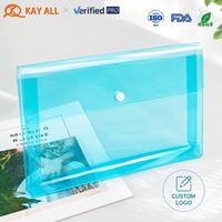 Enveloppe en plastique transparente réutilisable, dossier imperméable avec bouton pour fournitures scolaires et de bureau