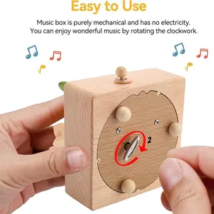 Wooden Music Box With Moving Small Train Wood Musical Box Birthday Home Decoration Rotating Music Boxes Magnetic Train Toy