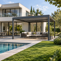 3x3, 3x4, 4x4, 6x3m Aluminium-Pergola-Pavillon, Wasserdichte Lamellenpergola mit Fernbedienung für Kleingärten und Balkone