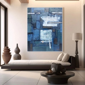 Art mural 3D fait main, grande peinture abstraite minimaliste sur toile, décoration murale verticale texturée, cadeau de déménagement unique - Product Image 1