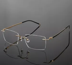 Moda titanyum çerçevesiz gözlük gözlük çerçeveleri erkekler kadınlar Ultralight reçete miyopi optik gözlük çerçeveleri 2023