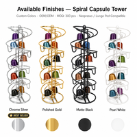 Support à capsules de café Cactus, 52 compartiments, double face, rotatif, en métal, organiseur de capsules de café, support de rangement pour capsules Nespresso, comptoir