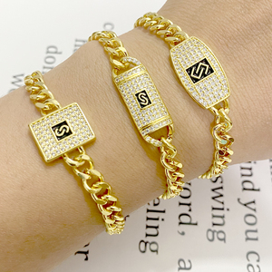 Nuovo Design 2025 Bracciale Cubano Monaco da <span class=keywords><strong>Uomo</strong></span> in Stile Hip Hop Retrò alla Moda con <span class=keywords><strong>Accessori</strong></span> Brillanti Placcato Oro 18K di Alta Qualità - Product Image 1