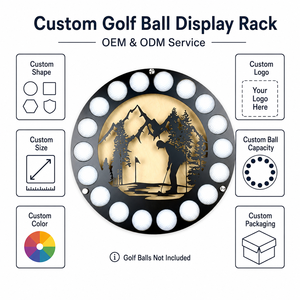 Support mural en bois pour ballons de golf, idéal pour les collections de tournois, les terrains de golf, la maison, le bureau et les clubs. - Product Image 5