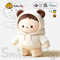 Boneka Karakter Hoodie Custom, Boneka Beruang Lucu dengan Telinga, Boneka Plush Lembut, Maskot Plush untuk Hadiah Promosi Bisnis