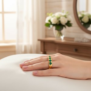 Elegant Rhodium Plated Wedding Band <b>Ring</b> <b>Emerald</b> CZ Stone Design Trendy Turkish Handmade 925 Sterling <b>Silver</b> Jewelry - Product Image 3