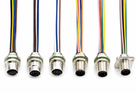 Connecteur M812 à montage sur panneau, 8 broches femelles, fileté, avec câble pigtail de 30 cm en cuivre nickelé, IP67, pour application capteur, fixation frontale, livraison gratuite