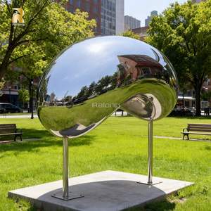 RELONG Célèbre <span class=keywords><strong>sculpture</strong></span> de porte nuage en acier inoxydable polie miroir personnalisée pour la décoration de places publiques - Product Image 2