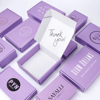 Boîtes d'expédition en carton ondulé personnalisées avec logo imprimé en gros, boîtes pliables en papier violettes