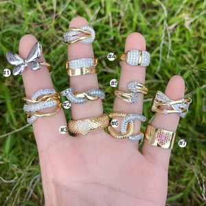 <span class=keywords><strong>Anneaux</strong></span> croisés pour femmes RM1681, uniques et élégants, en or et argent massif plaqué, <span class=keywords><strong>deux</strong></span> tons, pavé de CZ, cœur flamboyant, fleur - Product Image 6