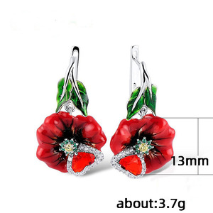 Orecchini a Fiore Sbocciato per Donne, Aspetto Smaltato Floreale, Eleganti per Uso Quotidiano, Accessori di Moda - Product Image 5