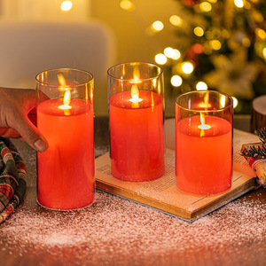 Grande taille 7.5x25cm <span class=keywords><strong>bougie</strong></span> LED en plastique acrylique rouge à piles différentes tailles pour la décoration de table de mariage d'anniversaire à la maison - Product Image 2