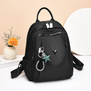 <b>Mini</b> Black Softback <b>Backpack</b> With Zipper Closure Waterproof Microfiber Leather Casual Daily Use Women's Small Capacity 5-10L - Product Image 2