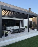 Pergola motorisée de jardin d'extérieur, pergola bioclimatique en aluminium, toit de pergola avec lames orientables
