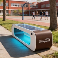 Banc Urbain en Bambou Alimenté par Énergie Solaire, Chaise Publique au Design Moderne avec Recharge Sans Fil WIFI, Éclairage LED, Siège Photovoltaïque Modèle C-03