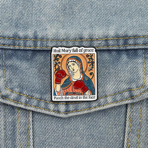 Nueva y divertida LETRA <span class=keywords><strong>DE</strong></span> LA Virgen María, Ave María, lleno <span class=keywords><strong>de</strong></span> <span class=keywords><strong>gracia</strong></span>, golpea al diablo en la cara, Pin <span class=keywords><strong>de</strong></span> solapa, broche esmaltado, accesorios para sombrero - Product Image 6