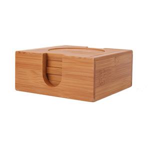 Boîte à sous-verres en bambou 125x125x55mm carrée, respectueuse de l'environnement, pour la protection des boissons - Product Image 2