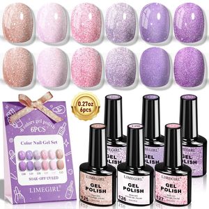 ชุดทำเล็บเจลยูวี/แอลอีดี 6 สี ขนาด 15 มล. พร้อมตัวอย่างสีม่วงพีชประกายเพชรฟรี - Product Image 5