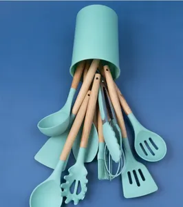 12 pezzi di utensili da cucina in Silicone antiaderente Set di utensili da cucina cucchiai da cucina utensili da forno con scatola di immagazzinaggio