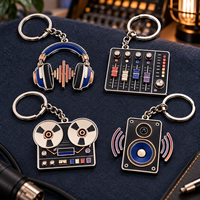 Porte-clés en émail personnalisé avec motif musical, contrôleur DJ, synthétiseur, vague sonore, platine vinyle, pour les amateurs de musique EDM, cadeau