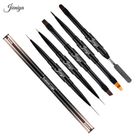 Professionnel dégradé rose or métal poignée doublure tête plate brosse ombre brosse grattoir stylo double tête brosse à ongles 5 pièces ensemble