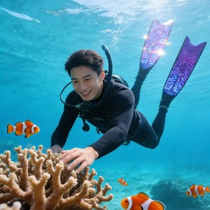 Junhainese High-End Freediving Fins Fiberglass Long Fins Professional Coated For Men And Women - Product Image 1
