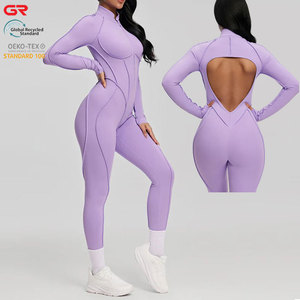 Tùy chỉnh in phụ nữ của phòng tập thể dục jumpsuits 3D Cut & khâu dây kéo phía trước backless đứng cổ áo bốn chiều co giãn thể thao thoáng khí bodysuits - Product Image 2