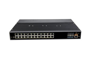 Switch Ethernet industriel géré 24 ports Gigabit RJ45 avec 4 ports SFP+ 1/10G Uplink Fibre PoE pour réseau - Product Image 3