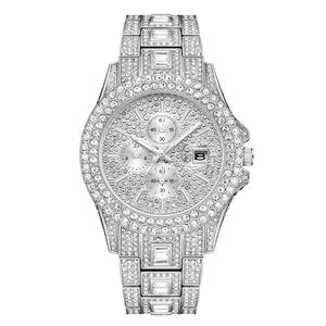 Montre artisanale personnalisée en quartz avec affichage de la date et diamants, montre de luxe entièrement sertie de diamants, montre-bracelet décontractée pour hommes et femmes - Product Image 6