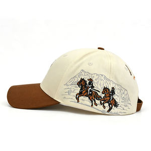 Gorra de Béisbol con Logotipo Personalizado, MOQ Bajo, OEM ODM, Bordado 3D, Dos Tonos Beige, Estilo Vintage, Estructurada, 6 Paneles, Cierre a Presión - Product Image 3