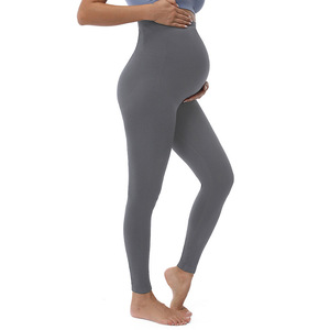 Pantalones de Maternidad Negros y Grises 3XL Sin Costuras de Cintura Alta, Largos, Transpirables, con Patrón a Cuadros, de Alta Elasticidad, Finos, con Soporte para el Vientre y Realce de Glúteos - Product Image 1